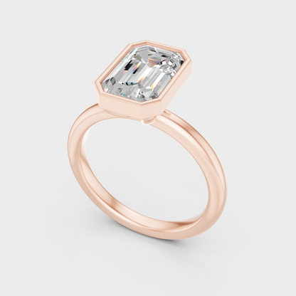 Rose Gold Emerald Solitaire Diamond Ring 1 To 5 Ct Premium Lab Grown Jewelry