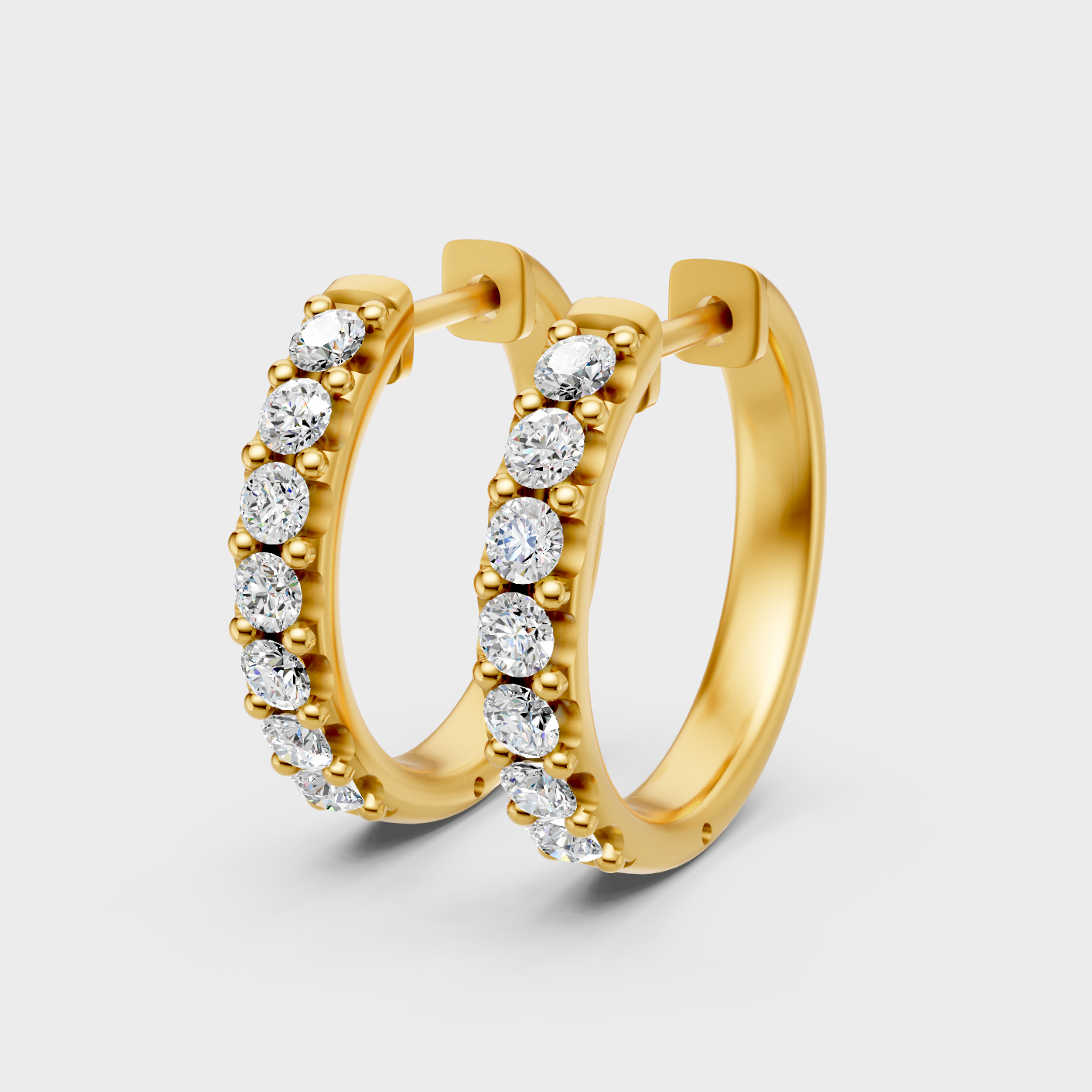 9K 14K 18K Yellow Gold Round Diamond Hoop Earrings 0.70 Ct Lab Grown Fine Jewelry
