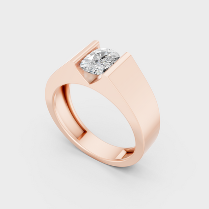 Rose Gold Luxury Mens Cushion Diamond Ring 1.65 Ct Lab Grown Statement Look
