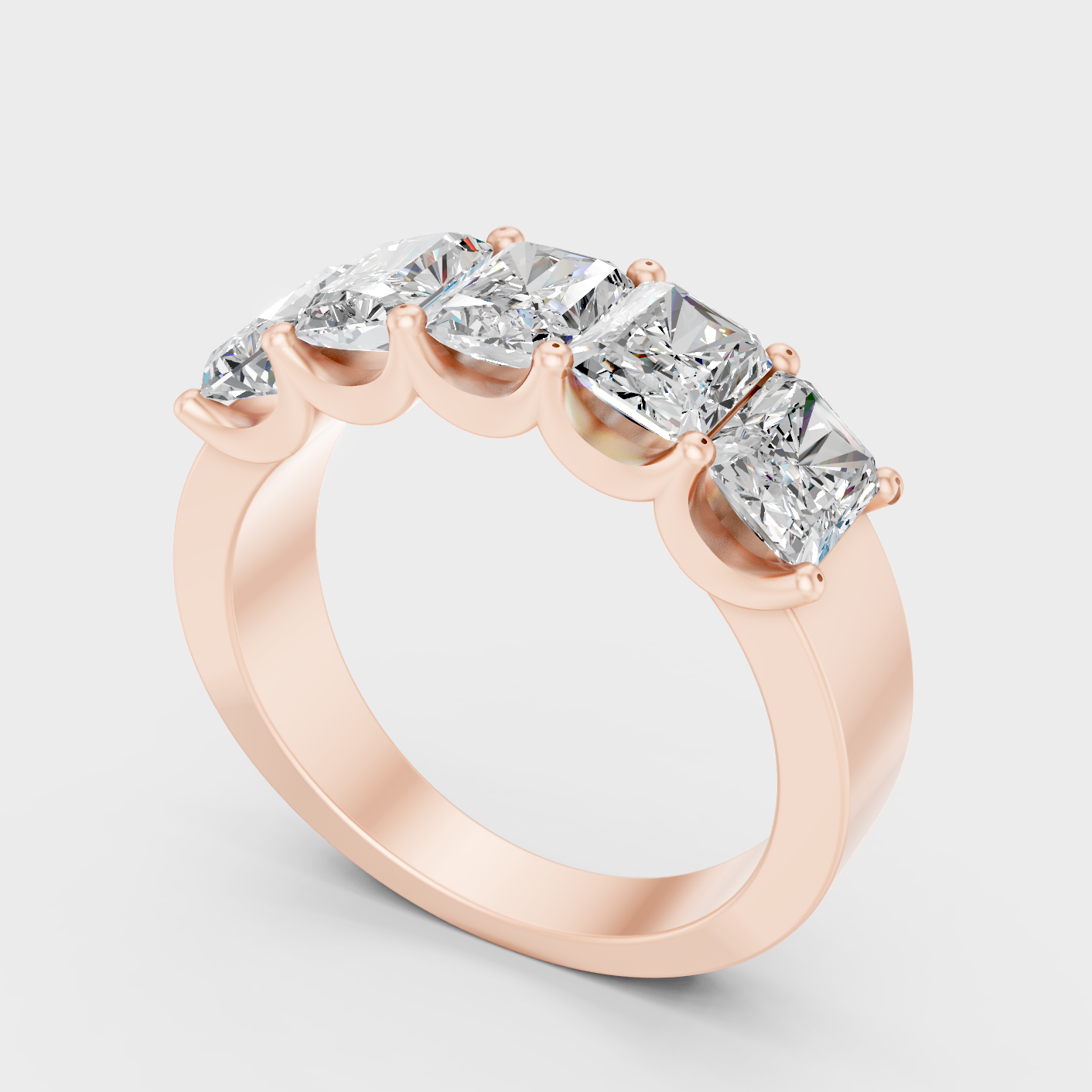 Rose Gold Radiant Diamond Band For Anniversary And Wedding Style