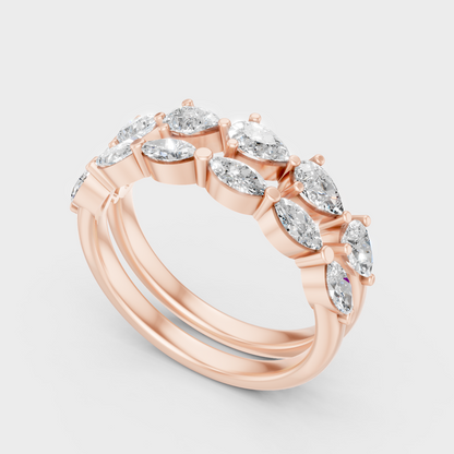 Marquise Pear Lab Diamond Band Set In Rose Gold