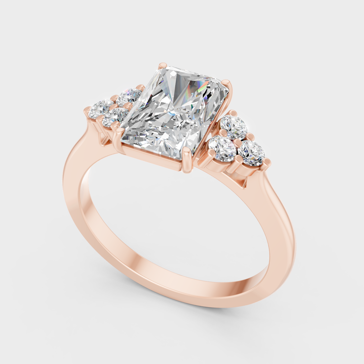 Radiant Cut Lab Diamond Ring In Rose Gold