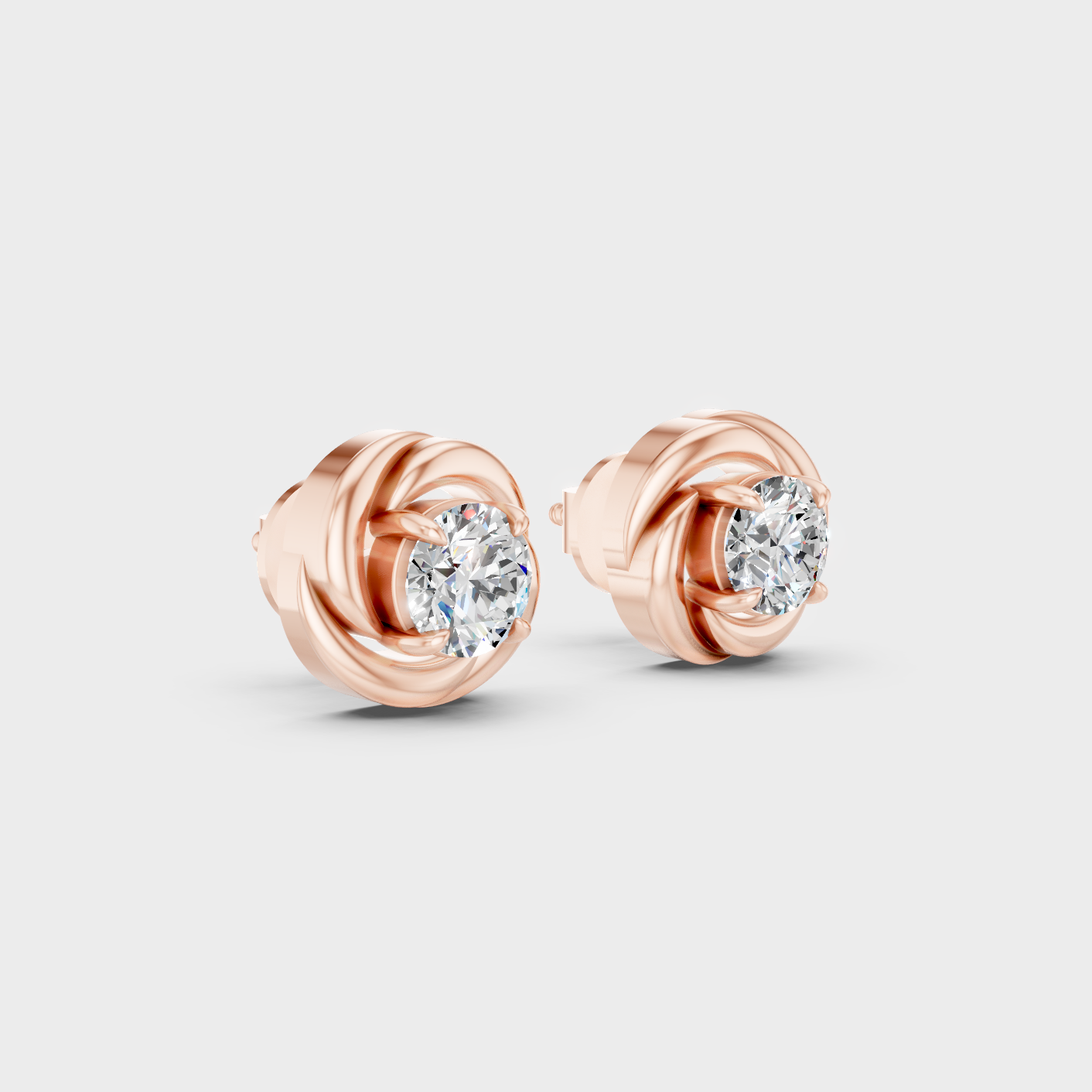 Rose Gold Round Diamond Stud Earrings 0.25 Ct Each Ethical Lab Grown Jewelry