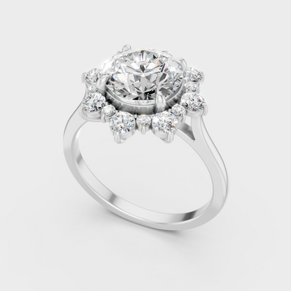 2.66 Ct Round Lab Grown Diamond Halo Ring in