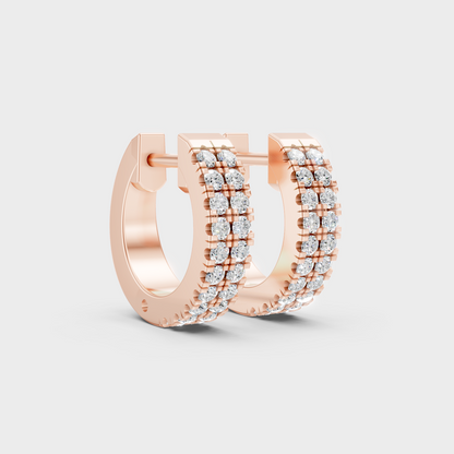 Rose Gold Round Diamond Hoop Earrings 0.18 Ct Each Ethical Lab Grown Jewelry