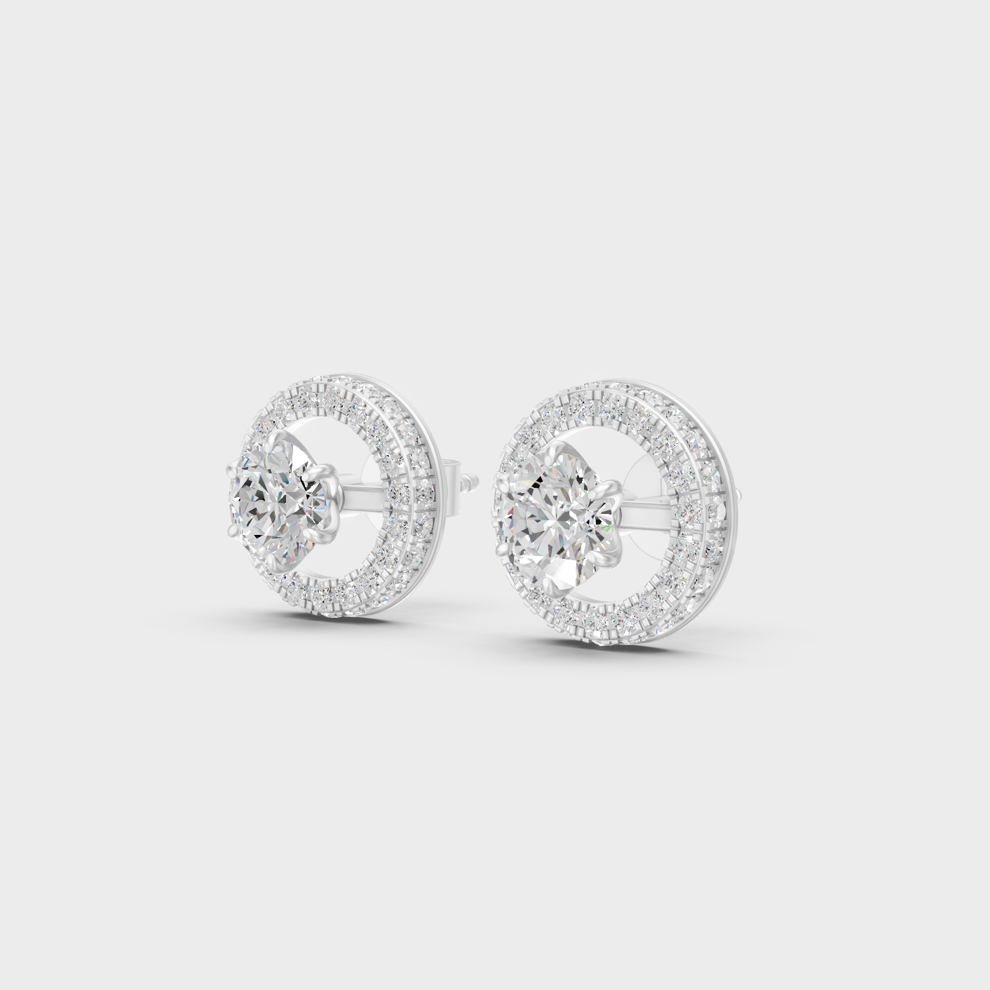 Platinum Round Diamond Halo Earrings 3.26 Ct Premium Lab Grown Jewelry