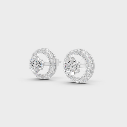 Platinum Round Diamond Halo Earrings 3.26 Ct Premium Lab Grown Jewelry