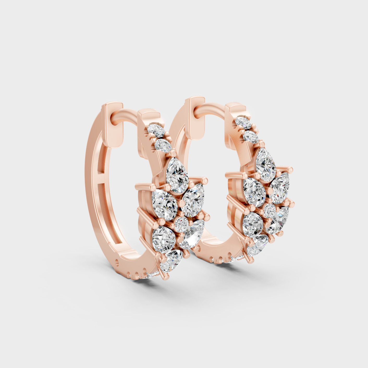 Rose Gold Round Pear Diamond Hoop Earrings 0.805 Ct Each Ethical Lab Grown Jewelry