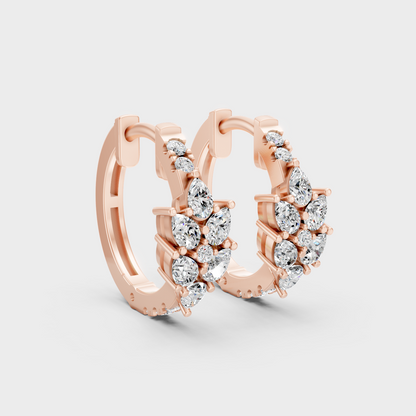 Rose Gold Round Pear Diamond Hoop Earrings 0.805 Ct Each Ethical Lab Grown Jewelry
