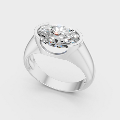 White Gold Mens Oval Diamond Ring 1 To 5 Ct Modern Luxury Design