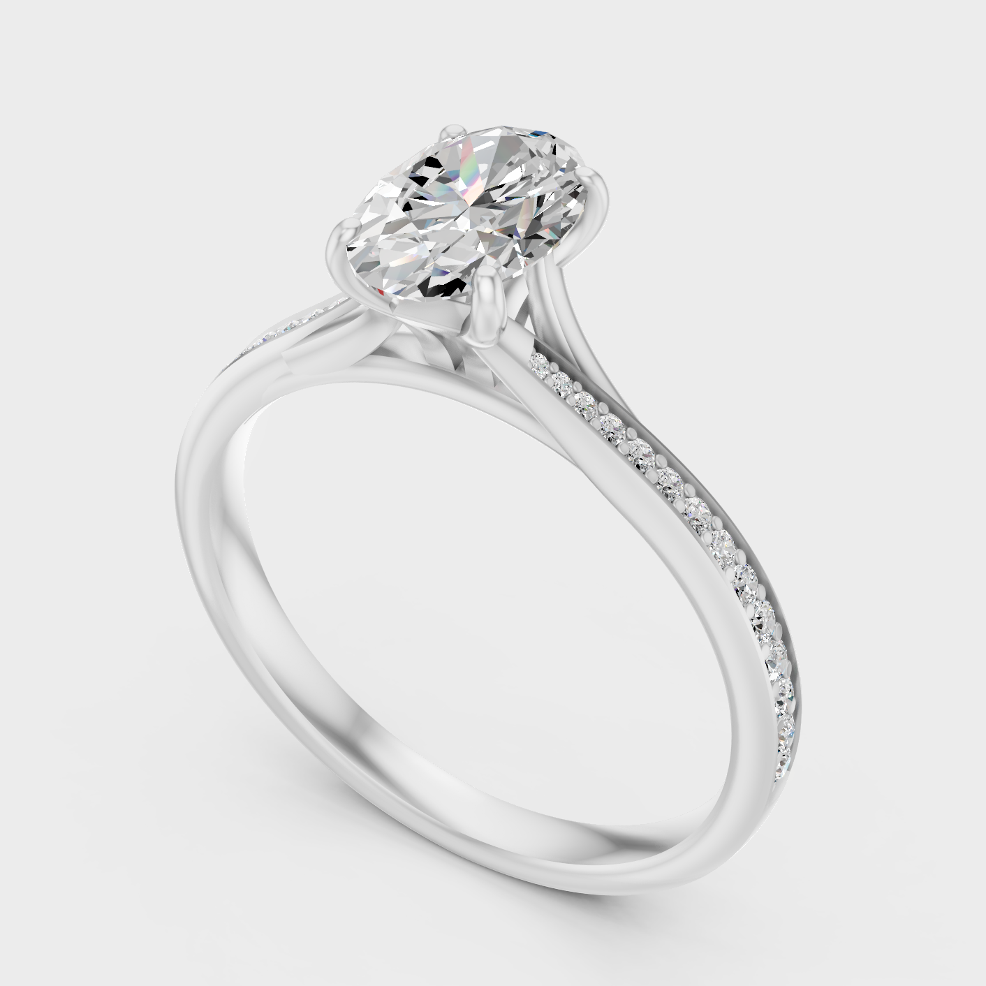 Platinum Oval Engagement Ring With Brilliant Sparkle
