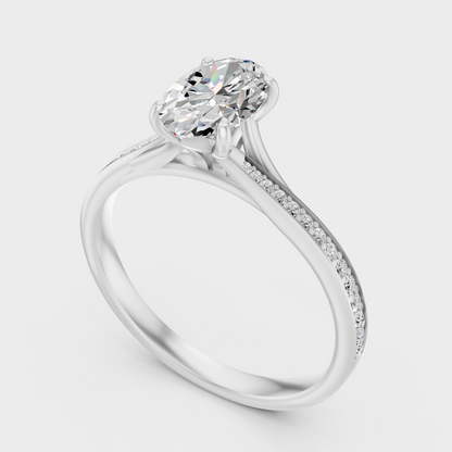 Platinum Oval Engagement Ring With Brilliant Sparkle