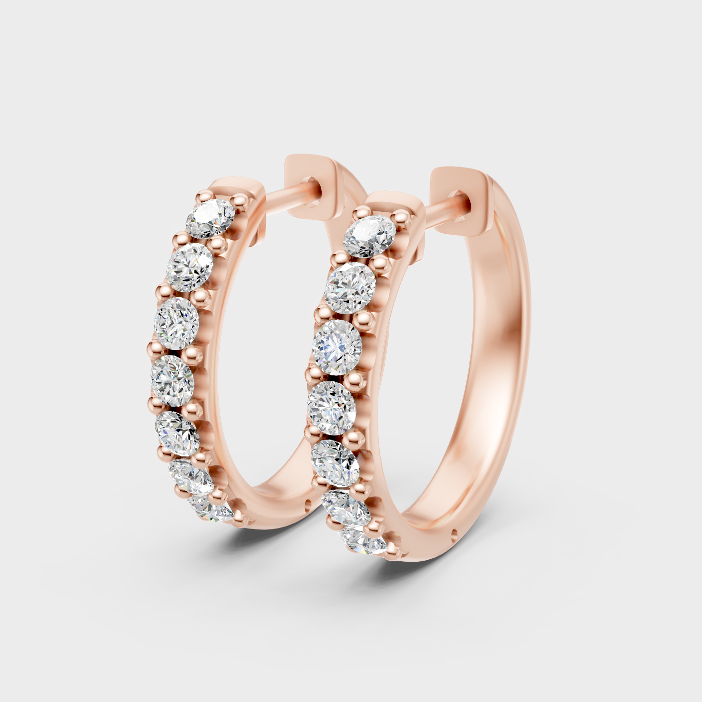 Rose Gold Round Diamond Hoop Earrings 0.70 Ct Everyday Elegant Jewelry