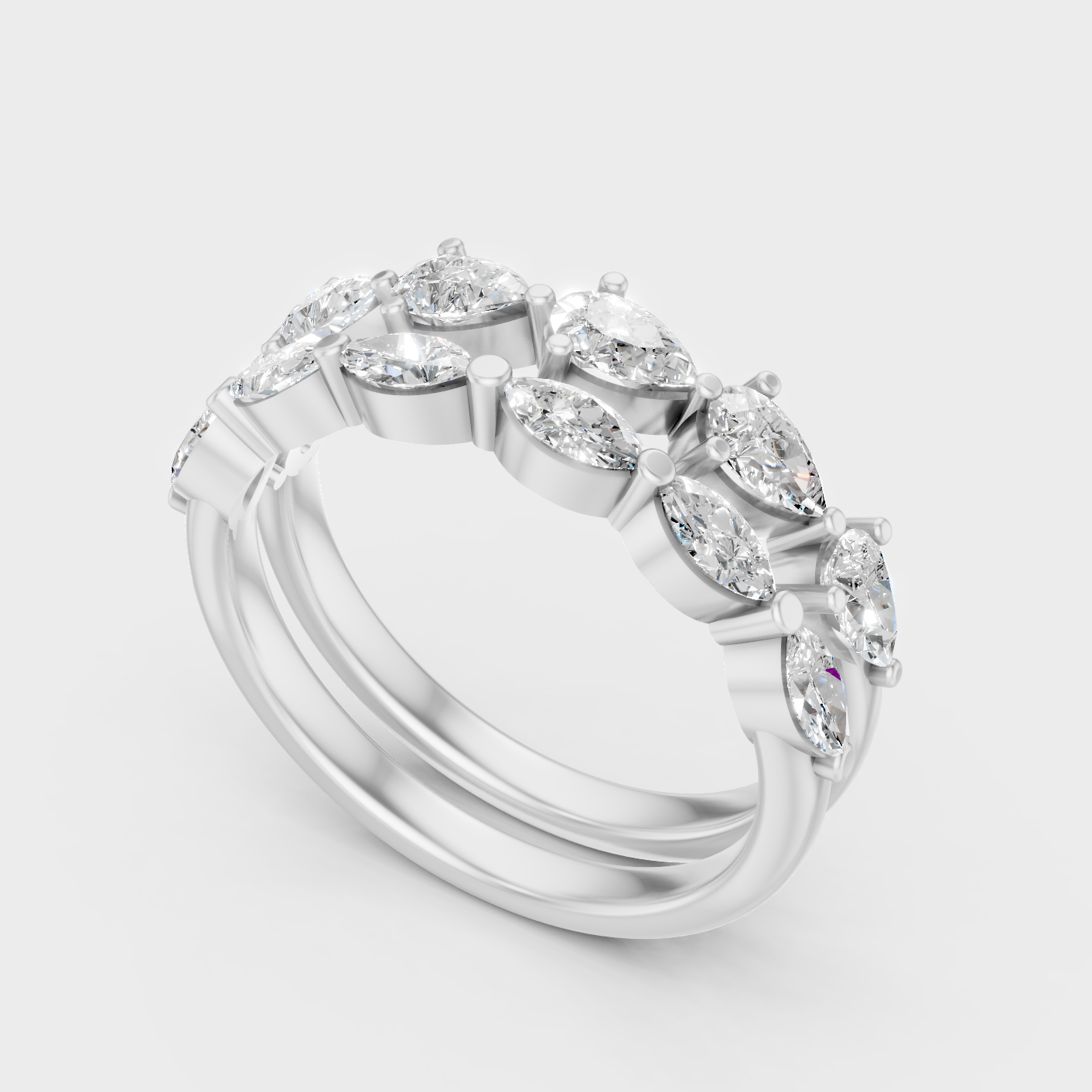 Platinum Fine Jewelry Diamond Band Set