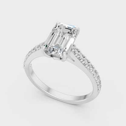 1.62 Ct Emerald & Round Cut Lab Grown Diamond Ring
