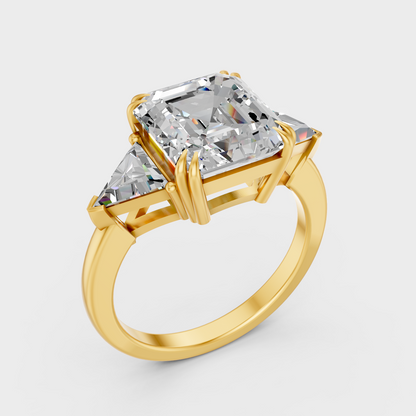 4.8 Carat Square Emerald Diamond Ring In Yellow Gold Fine Jewelry