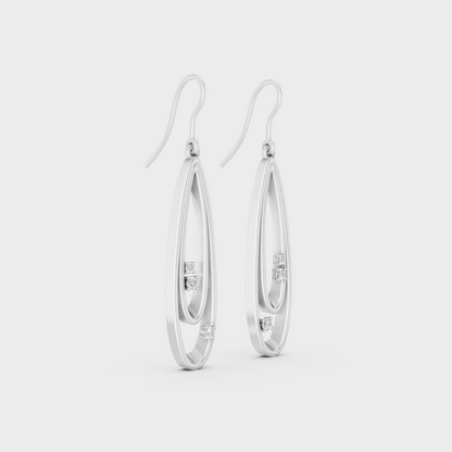 Platinum 950 Round Diamond Drop Earrings 0.11 Ct Lab Grown Ethical Jewelry