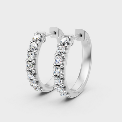 White Gold Round Diamond Hoop Earrings 0.70 Ct Lab Grown Timeless Style