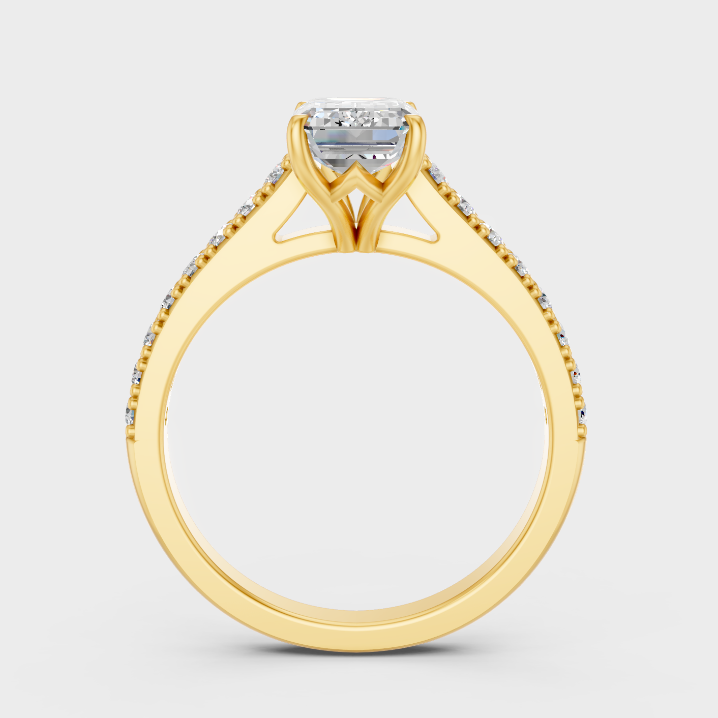 1.62 Ct Emerald & Round Cut Lab Grown Diamond Ring