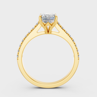 1.62 Ct Emerald & Round Cut Lab Grown Diamond Ring