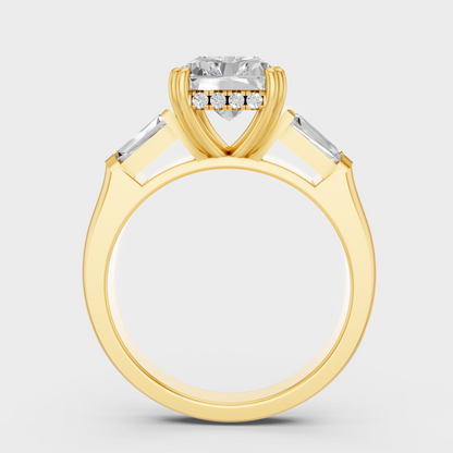 Yellow Gold Anniversary Halo Ring For Her