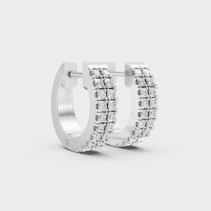 Platinum 950 Round Diamond Hoop Earrings 0.36 Ct Lab Grown Ethical Luxury
