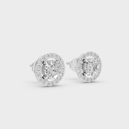 Platinum Round Diamond Stud Earrings 1.70 Ct Premium Lab Grown Jewelry