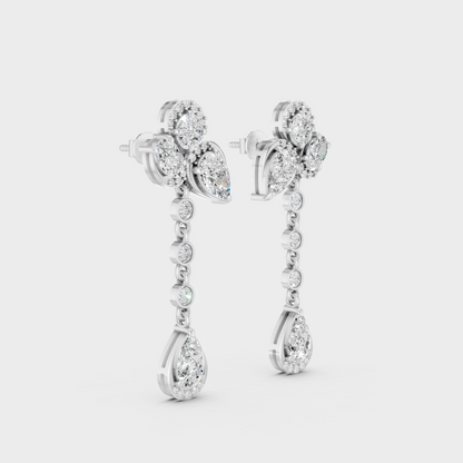 White Gold Multi Shape Diamond Drop Earrings 5.57 Ct Lab Grown Premium Style