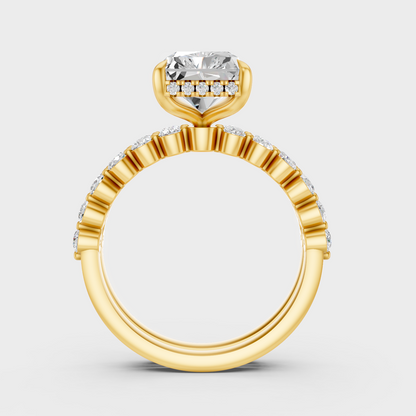 Elegant Yellow Gold Radiant Engagement Ring Set 4 Ct Designer Jewelry