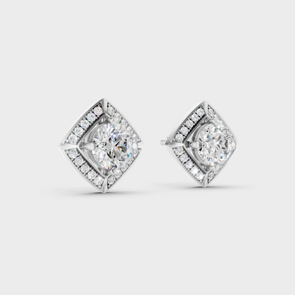 Platinum 950 Halo Round Diamond Stud Earrings 2.98 Ct Lab Grown Luxury Style