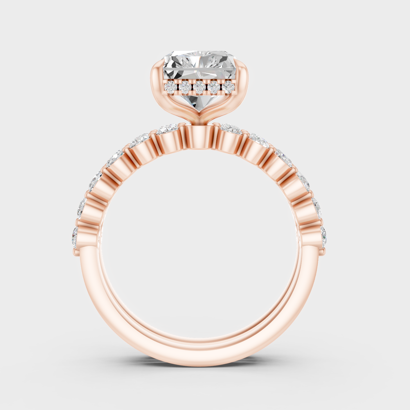 Rose Gold Radiant Diamond Ring Set 4 Ct Everyday Elegant Jewelry