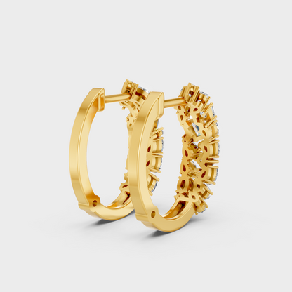 Yellow Gold Lab Grown Multi Shape Diamond Hoop Earrings 0.80 Ct Luxury Gift Jewelry
