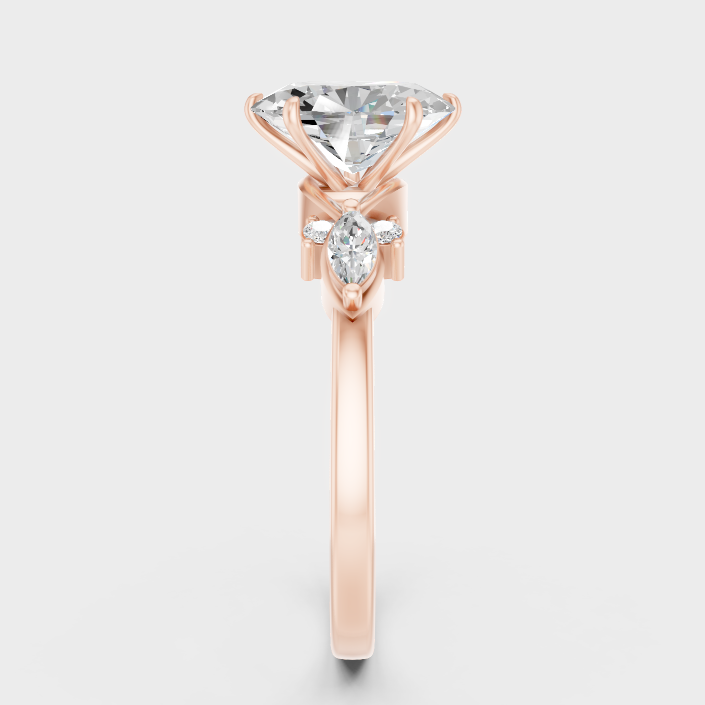 Rose Gold Luxury Multi Shape Diamond Ring 1.78 Ct Lab Grown Statement Look