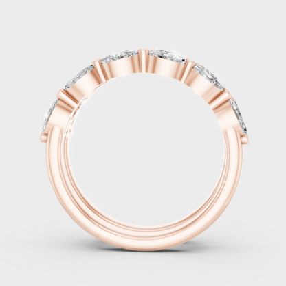 Rose Gold Luxury Marquise Pear Band Set With Brilliant Sparkle