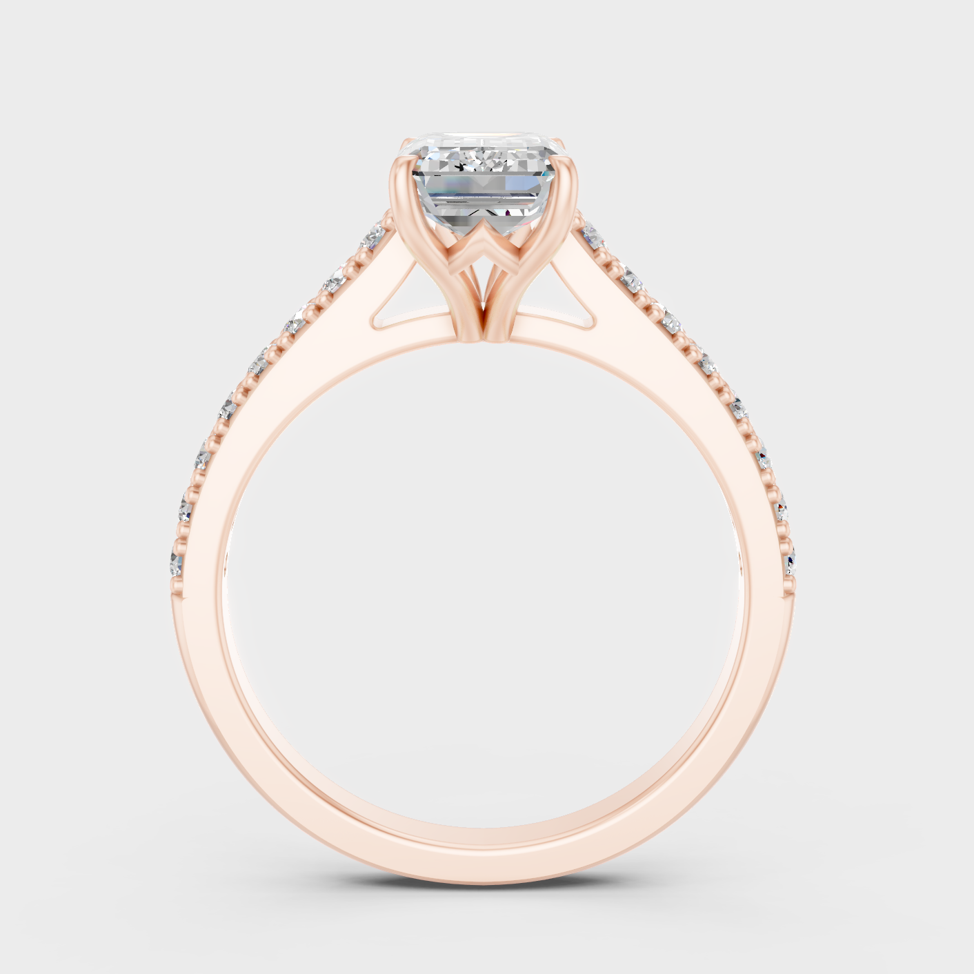 1.62 Ct Emerald & Round Cut Lab Grown Diamond Ring