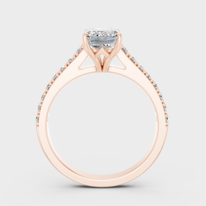 1.62 Ct Emerald & Round Cut Lab Grown Diamond Ring