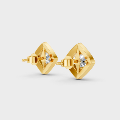 Yellow Gold Lab Grown Halo Diamond Stud Earrings 2.98 Ct Luxury Gift Jewelry