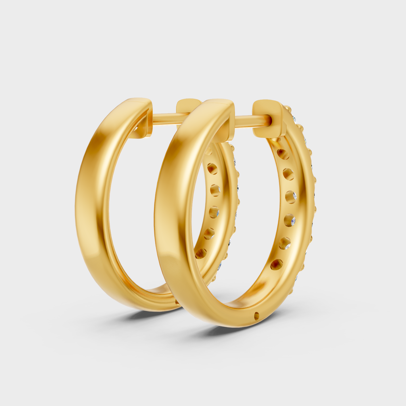 Yellow Gold Lab Grown Round Diamond Hoop Earrings 0.70 Ct Premium Gift Jewelry