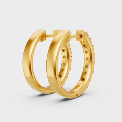 Yellow Gold Lab Grown Round Diamond Hoop Earrings 0.70 Ct Premium Gift Jewelry