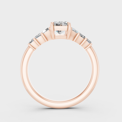 Rose Gold Luxury Emerald Diamond Ring 1.75 Ct Lab Grown Statement Look