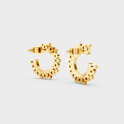 Yellow Gold Lab Grown Round Baguette Diamond Earrings 0.77 Ct Luxury Gift Jewelry