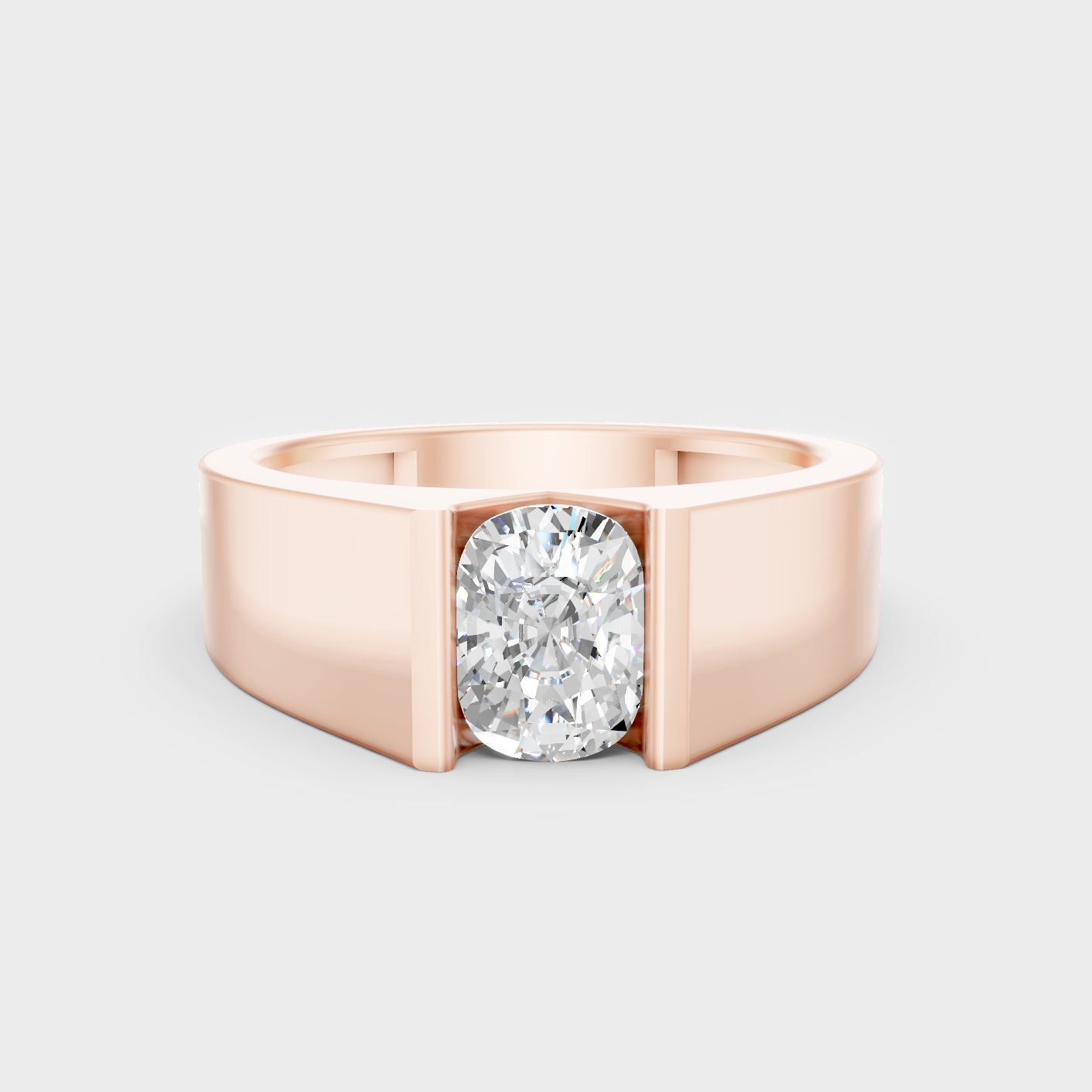 Cushion Diamond Mens Ring 1.65 Ct Lab Grown In Rose Gold Bold Elegant Style