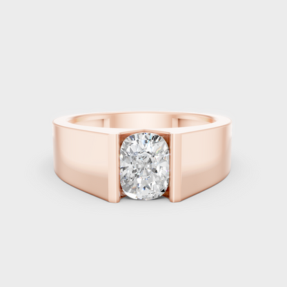 Cushion Diamond Mens Ring 1.65 Ct Lab Grown In Rose Gold Bold Elegant Style