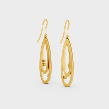 Yellow Gold Lab Grown Round Diamond Drop Earrings 0.11 Ct Gift Jewelry