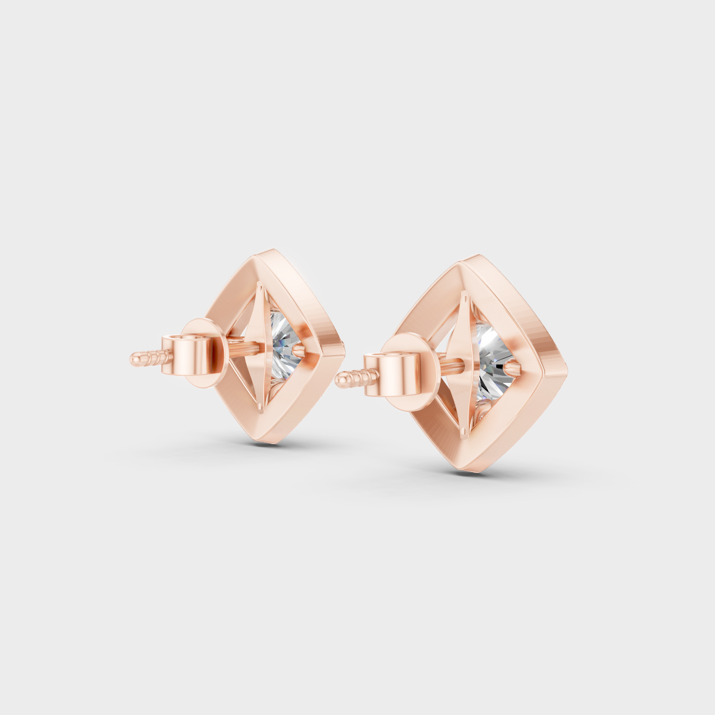 Rose Gold Halo Diamond Stud Earrings 2.98 Ct Ethical Sparkle Jewelry