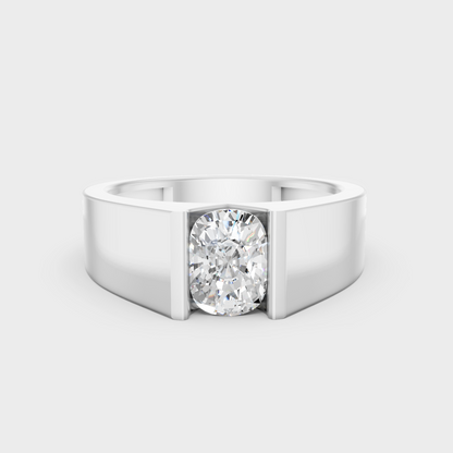 White Gold 1.65 Ct Lab Grown Cushion Diamond Mens Ring Certified Fine Jewelry