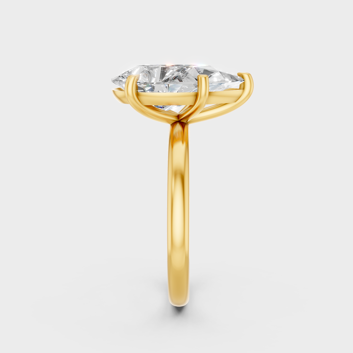 Yellow Gold Lab Grown Pear Diamond Ring 1.5 To 4.5 Ct Luxury Proposal Ring