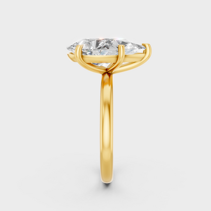 Yellow Gold Lab Grown Pear Diamond Ring 1.5 To 4.5 Ct Luxury Proposal Ring