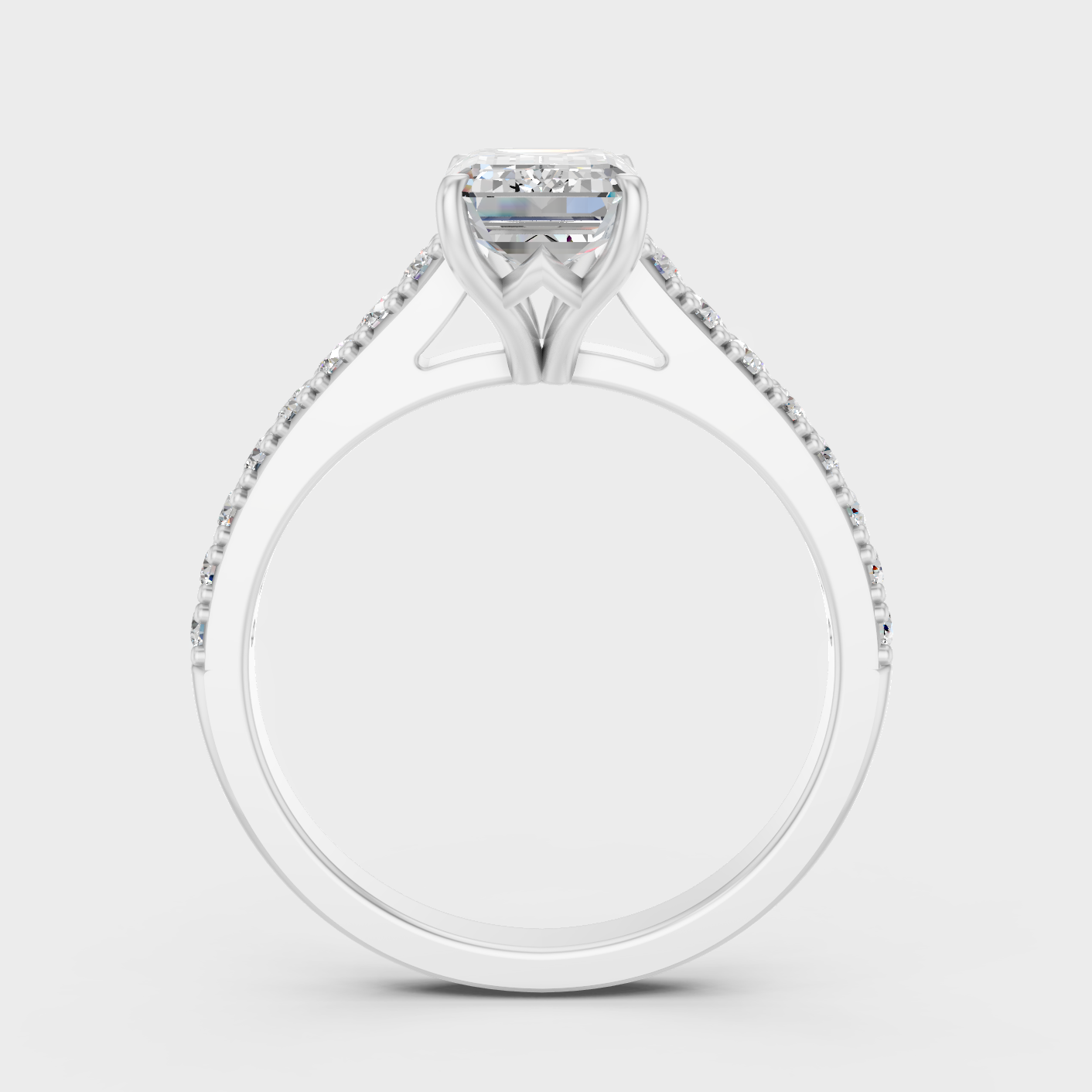 1.62 Ct Emerald & Round Cut Lab Grown Diamond Ring