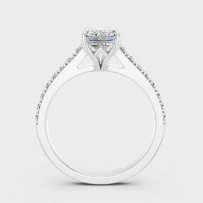 1.62 Ct Emerald & Round Cut Lab Grown Diamond Ring